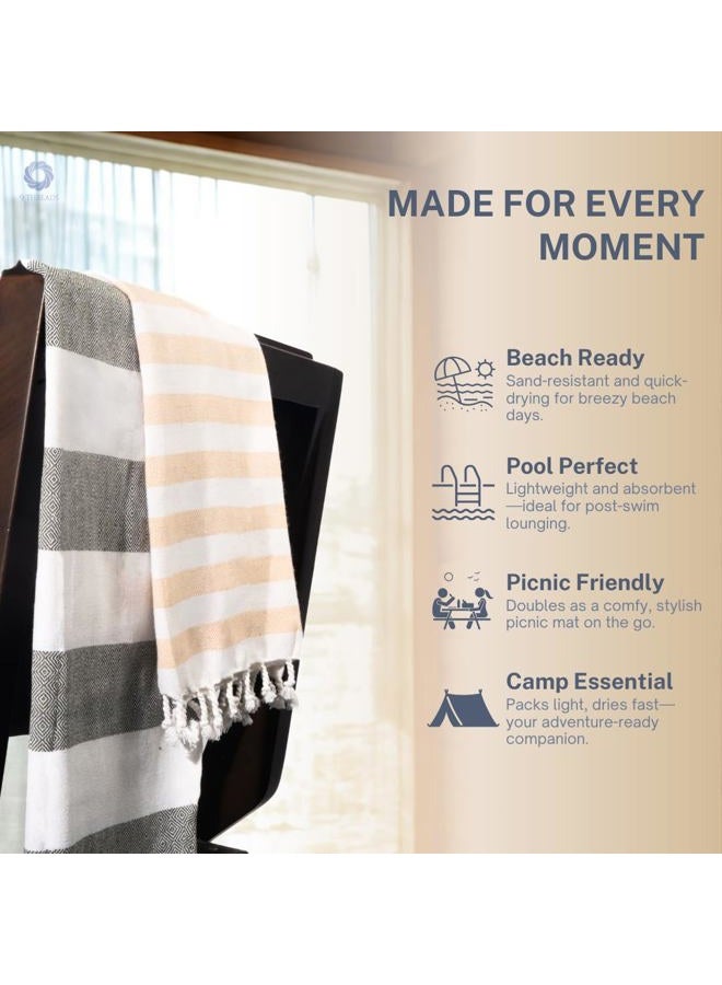 9Threads 100% Cotton Turkish Beach Towel with Towels Oversized 36"x72" Pool Absorbent Extra Large Quick Dry Sand Travel Towel (Sage & Sand, 4 Pack) - Image 4