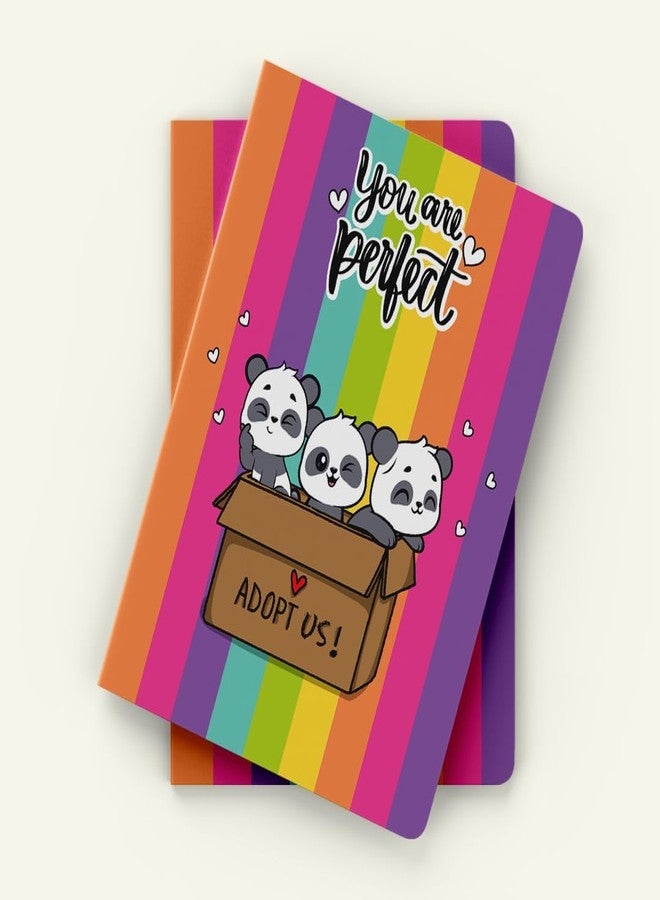 Articious Slim Diary, 14 cm x 21 cm Notebook Hardbound, Lightweight, Multi Colours Diaries (96 Pages, 80 GSM) (Adopt Panda, Set of 4) - Image 5