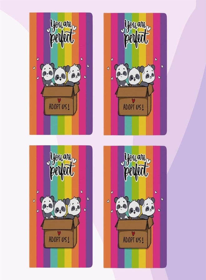 Articious Slim Diary, 14 cm x 21 cm Notebook Hardbound, Lightweight, Multi Colours Diaries (96 Pages, 80 GSM) (Adopt Panda, Set of 4) - Image 1