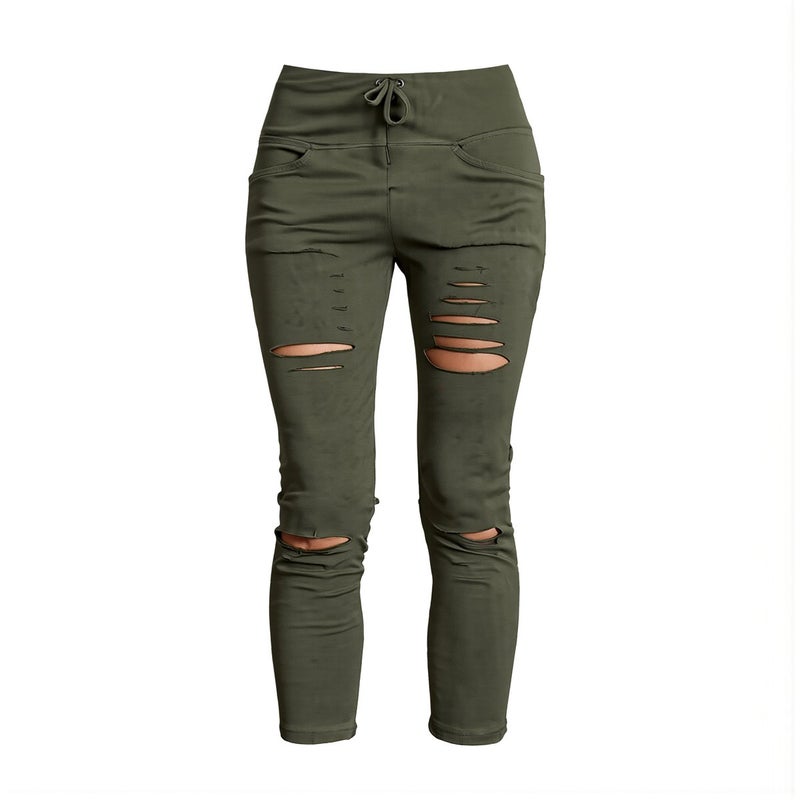 Upgraded Women Ripped Slim Pants Black S Size No See Through Deep Pocket Durable - Image 1