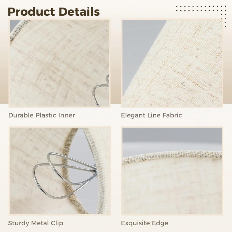 Lnrueg 12 PCS Fabric Lamp Shade, Clip-on Fabric Lamp Shade, Traditional Chandelier Candle Bulb Lampshade, Linen Fabric Elegant Lampshade, 3.5" Top x 5.1" Slant Height x 5.5" Bottom - Image 5