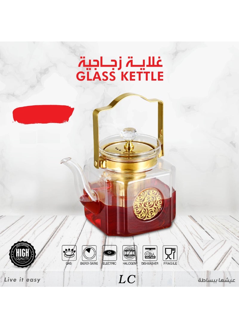 LC - Glass Teapot Kettle With Removable Stainless Steel Infuser Borosilicate Glass Tea Pot With Strainer For Blooming Tea Coffee & Loose Leaf Tea Microwave & Stovetop Safe - Image 1
