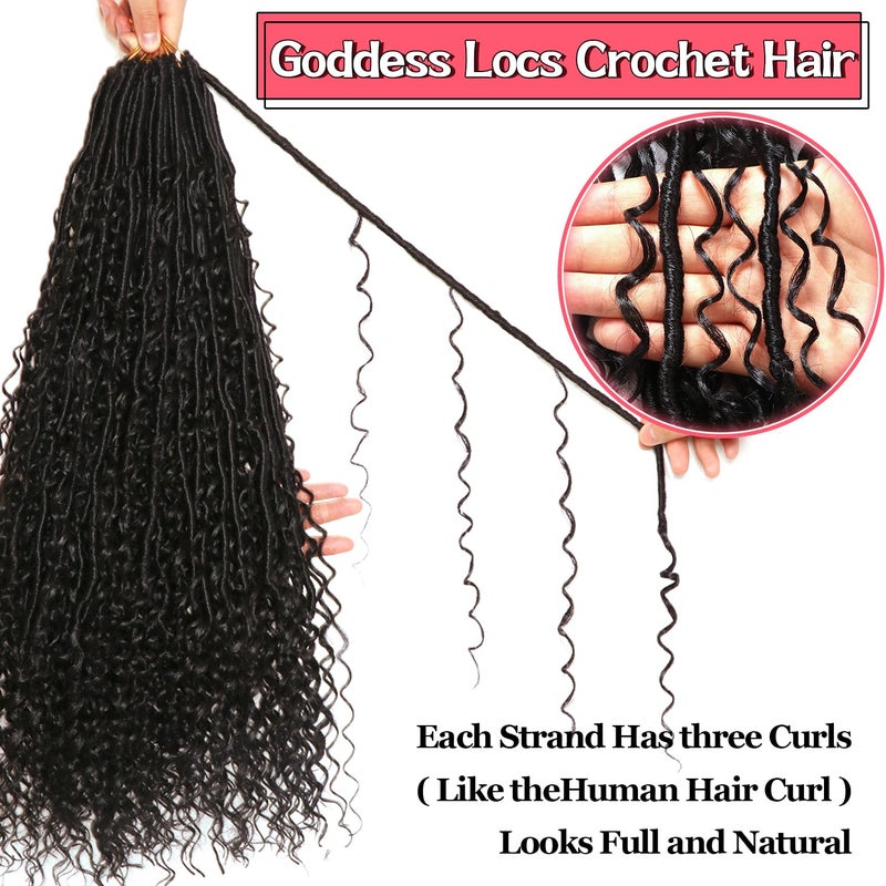 AMUMI Goddess Locs Crochet Hair-24 Inch 8 Packs Boho Faux Locs Crochet Hair for Black Women Pre Looped Soft Locs with Curly Ends (1B#, 24 Inch(Pack of 8)) - Image 5