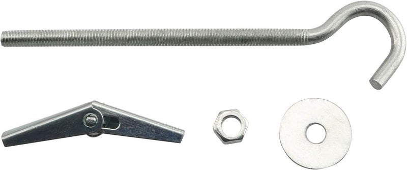 JCBIZ 6pcs Stainless Steel Heavy Duty Ceiling Hooks Toggle Bolt Hook 4x90mm with Wing Nuts for Precast Slab Hollow Brick Ceiling Installation Hanging - Image 4
