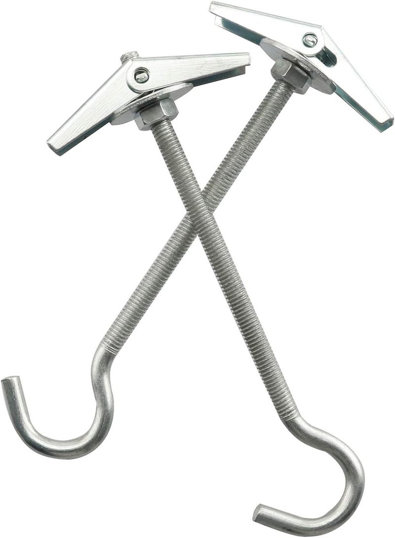 JCBIZ 6pcs Stainless Steel Heavy Duty Ceiling Hooks Toggle Bolt Hook 4x90mm with Wing Nuts for Precast Slab Hollow Brick Ceiling Installation Hanging - Image 2