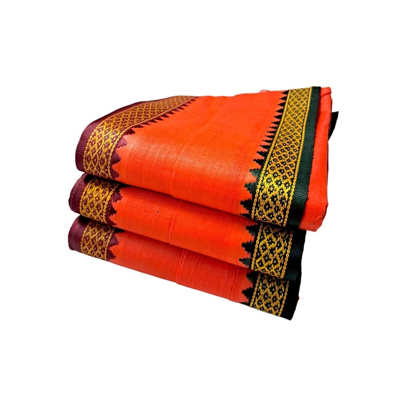 Atmaling Atmaling Premium Orange Pure Cotton Stylish Mens Gamcha 2 Mtr Size Soft and Comfortable for Bathing Clothing Pack of 1 