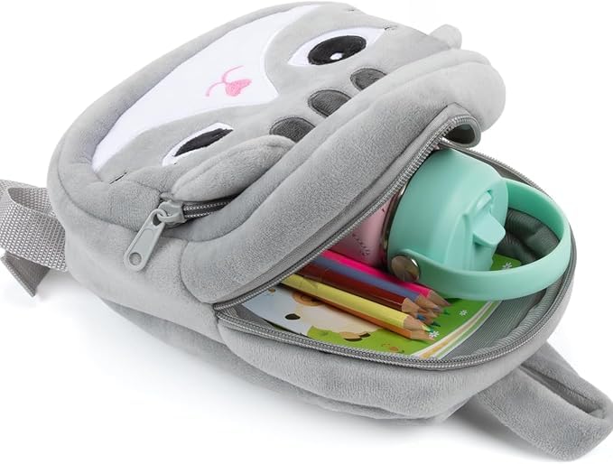 Frantic Kids Soft Animal Cartoon Travelling School Bag Soft Plush Backpacks Boys Girls Baby for 2 to 5 Years Baby/Boys/Girls Nursery(Twinkle Cat Grey) - Image 3