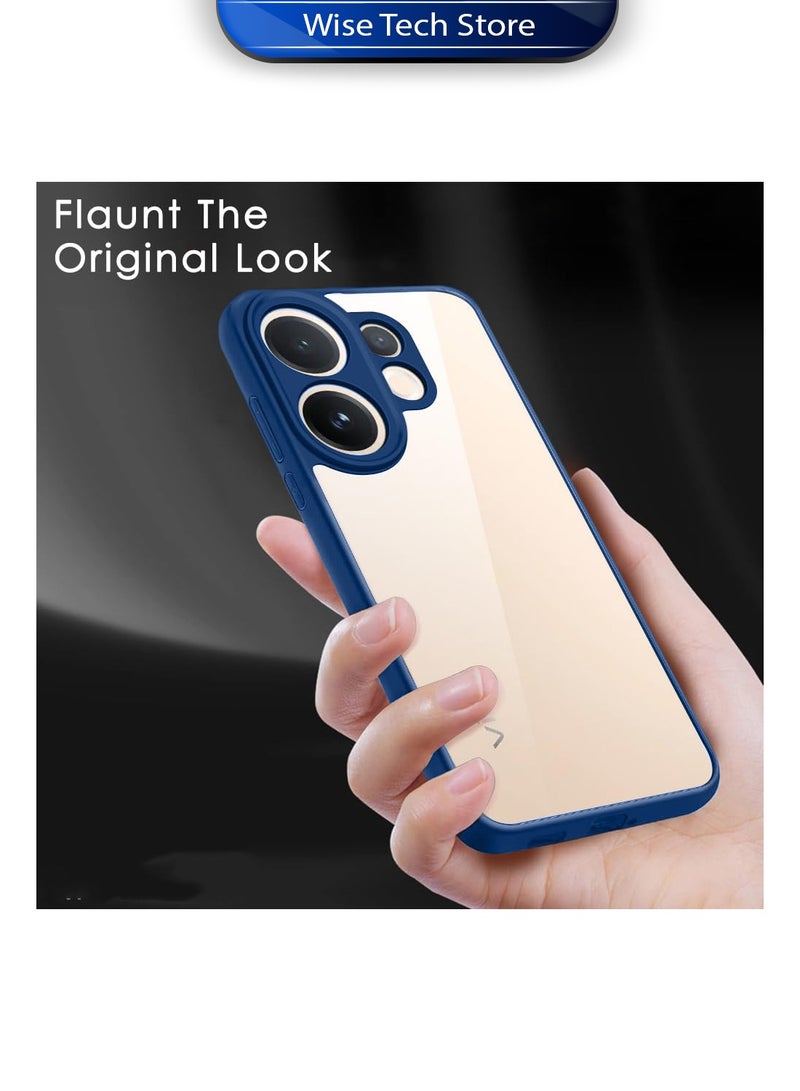 Wtech vivo V60 5G 2025 Hybrid TPU Silicone with Raised Camera Slim Armour Case Cover (MCAPSA) - Clear/Navy Blue - Image 4