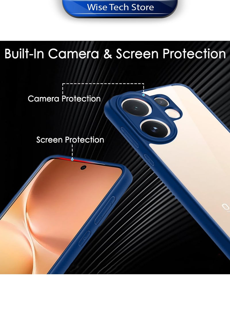 Wtech vivo V60 5G 2025 Hybrid TPU Silicone with Raised Camera Slim Armour Case Cover (MCAPSA) - Clear/Navy Blue - Image 3