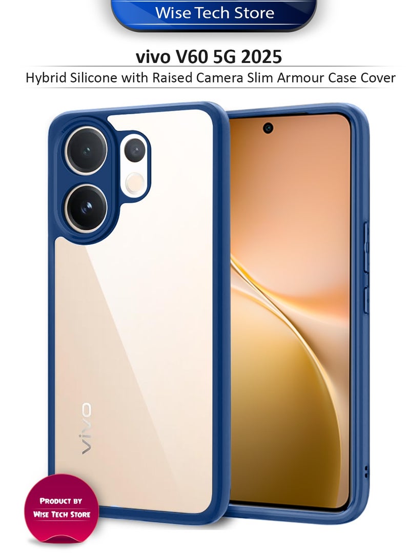 Wtech vivo V60 5G 2025 Hybrid TPU Silicone with Raised Camera Slim Armour Case Cover (MCAPSA) - Clear/Navy Blue - Image 1