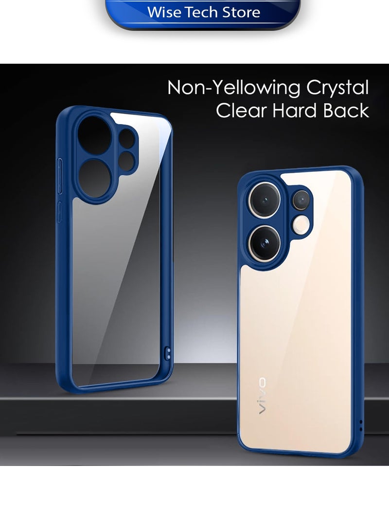 Wtech vivo V60 5G 2025 Hybrid TPU Silicone with Raised Camera Slim Armour Case Cover (MCAPSA) - Clear/Navy Blue - Image 2