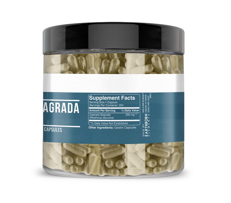 Earthborn Elements Cascara Sagrada Extract 200 Capsules, Pure & Undiluted, No Additives - Image 3