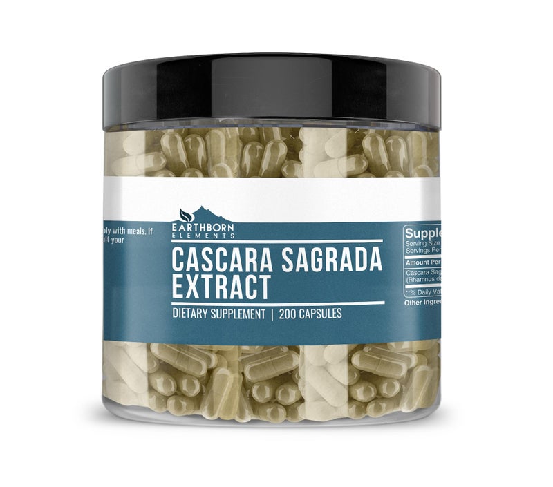 Earthborn Elements Cascara Sagrada Extract 200 Capsules, Pure & Undiluted, No Additives - Image 1