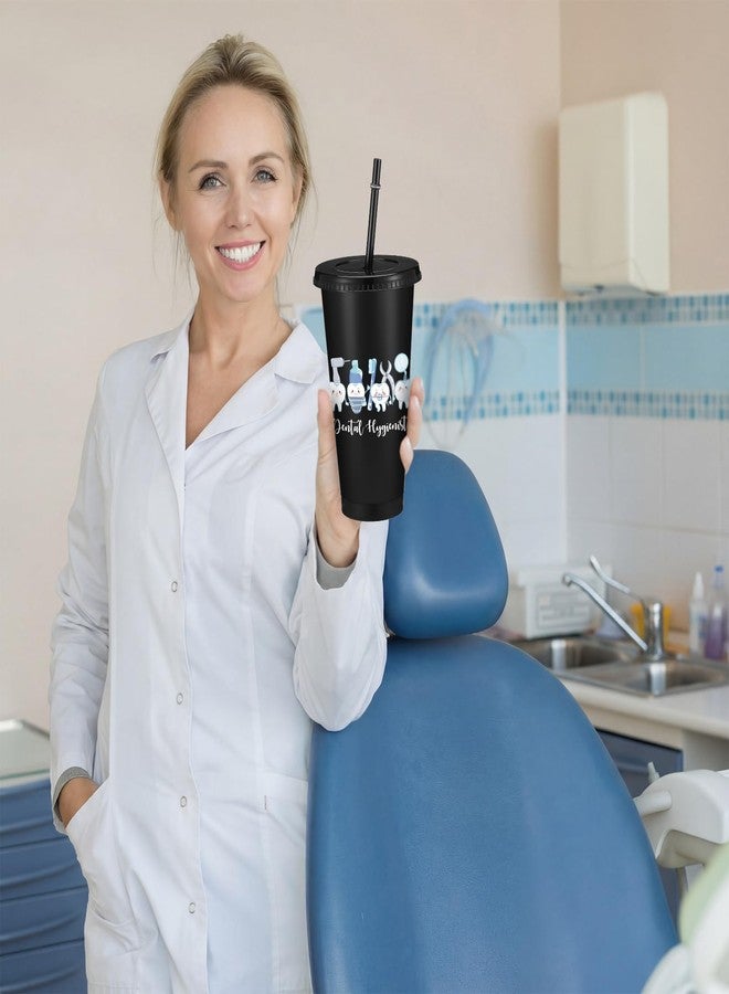 Willinglong 24 Pcs Dental Assistant Week Gifts Bulk 24 oz Plastic Tumbler with Lid and Straw Teeth Reusable Cup for Dentist Hygienist Dental Assistant Coworker Office Retirement Appreciation Gifts - Image 5