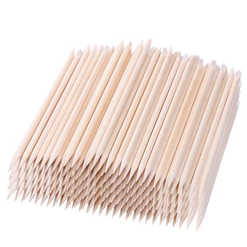 BTYMS 600 Pcs Orange Wood Stick Cuticle Pusher 45 Inch Double Sided Wooden Cuticle Remover Orange Sticks for Nails