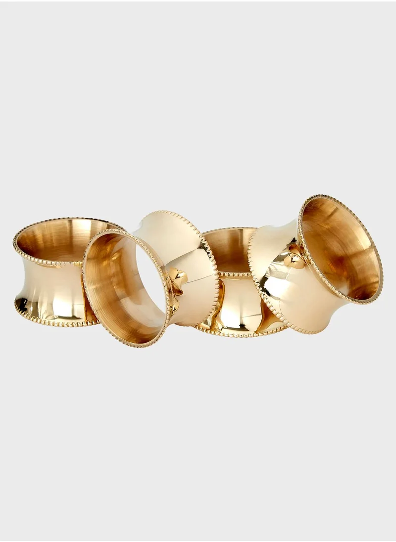 Premier Brass Finish Set Of 4 Beaded Napkin Rings