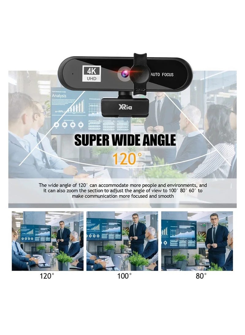 Xria XR-4K Webcam WithTripod 4K Resolution Usb Webcam With Microphone Privacy Cover and Autofocus Function for Computer PC and Mac Laptop - Image 4