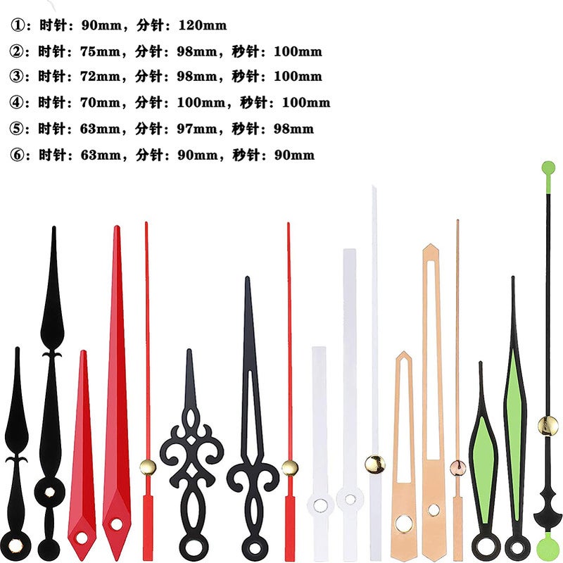 14 Styles Metal Clock Hands DIY Movement Repair 6 sets of needles 
