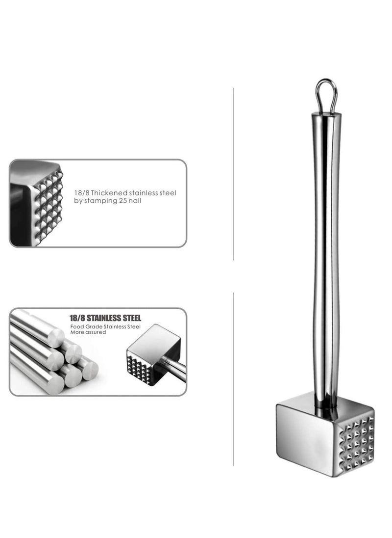 Excefore - Meat Tenderizer 304 Stainless Steel Heavy Sturdy Meat Mallet Pounder Hammer Tool Pound Veal Lamb Chicken Steak Beef Dishwasher Safe 1.65 Lb - Image 1