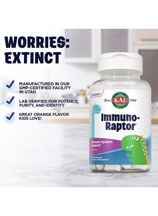 KAL ImmunoRaptor Kids Immune Support Chewables, Vitamin C and Zinc for Healthy Cell Function, Dinosaur Shaped, Orange Flavor, Gluten, Lactose, and Peanut-Free, Sweetened with Xylitol, 60 Servings - Image 5