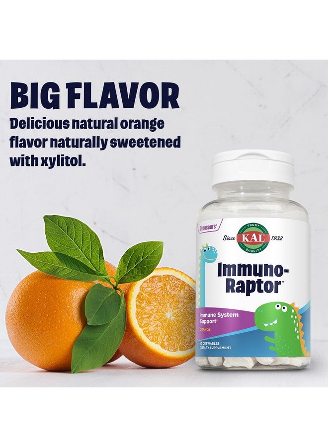 KAL ImmunoRaptor Kids Immune Support Chewables, Vitamin C and Zinc for Healthy Cell Function, Dinosaur Shaped, Orange Flavor, Gluten, Lactose, and Peanut-Free, Sweetened with Xylitol, 60 Servings - Image 4
