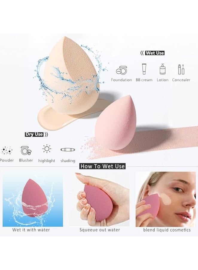 4 اسفنجات تجميل مُخَلِّطة، مع حامل واحد وعلبة تخزين بيضية، مثالية لتطبيق الكريم والمسحوق والسائل (لون بنفسجي) - Image 2