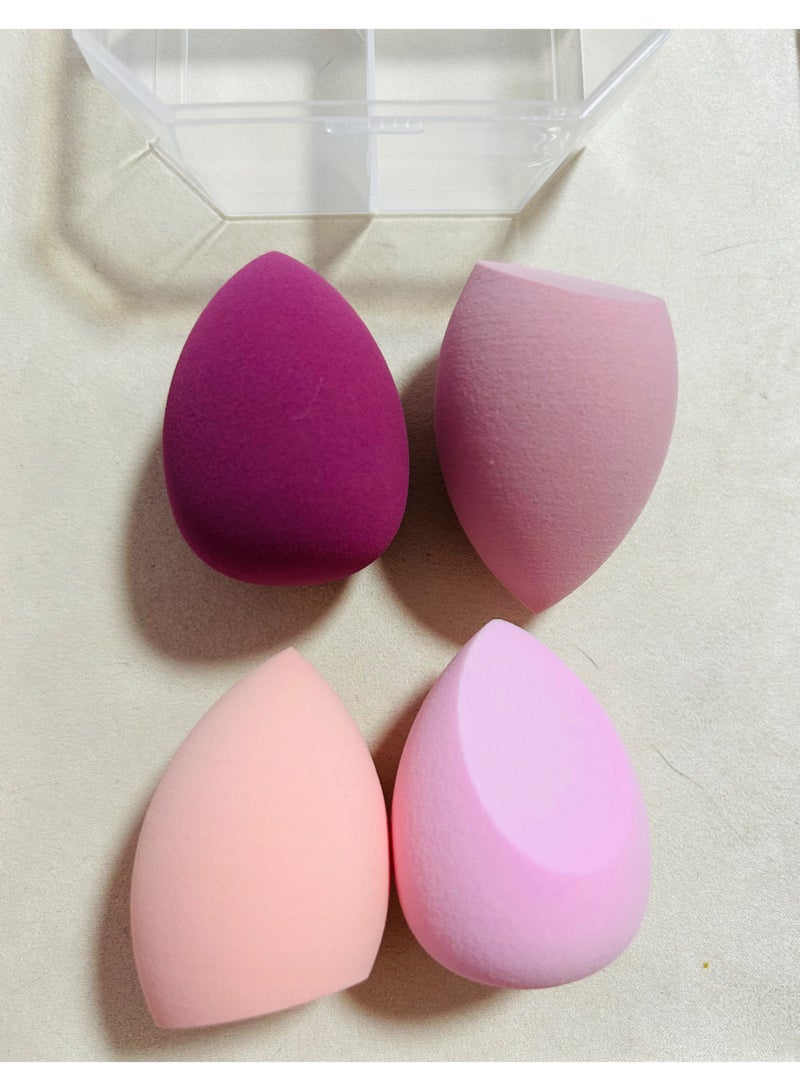 4 اسفنجات تجميل مُخَلِّطة، مع حامل واحد وعلبة تخزين بيضية، مثالية لتطبيق الكريم والمسحوق والسائل (لون بنفسجي) - Image 3