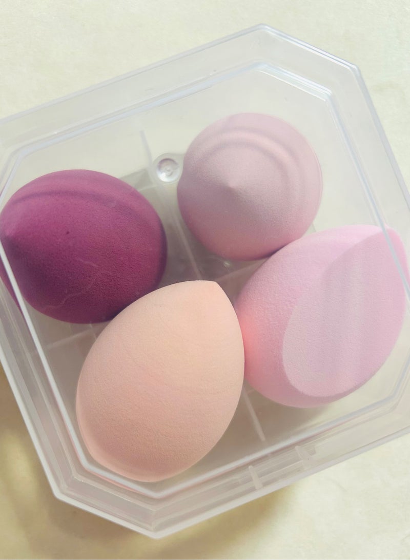 4 اسفنجات تجميل مُخَلِّطة، مع حامل واحد وعلبة تخزين بيضية، مثالية لتطبيق الكريم والمسحوق والسائل (لون بنفسجي) - Image 4