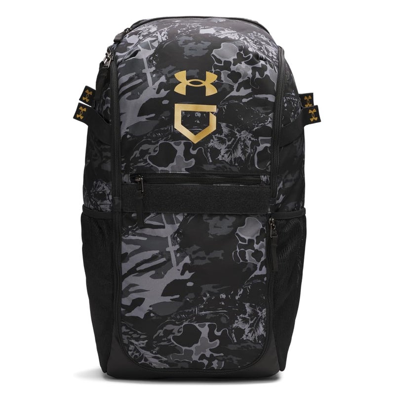 Under Armour Unisex Utility Baseball Backpack Print, (005) Black / / Metallic Gold, One Size Fits All - Image 1