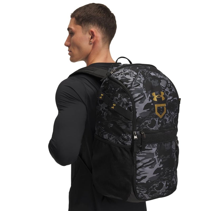 Under Armour Unisex Utility Baseball Backpack Print, (005) Black / / Metallic Gold, One Size Fits All - Image 5