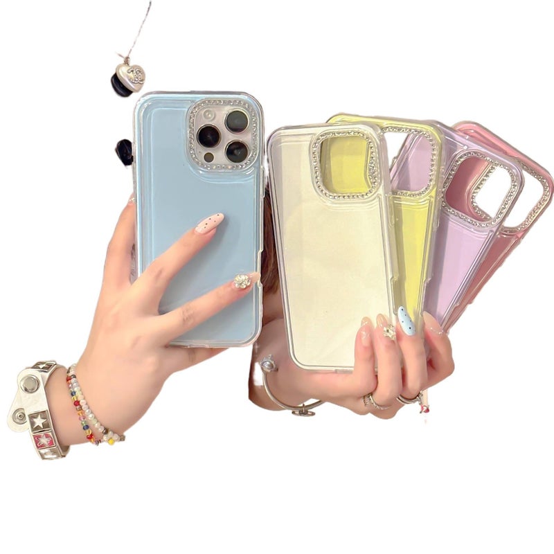 غطاء واقي، إطار ماسي لامع، شفاف، لـ iPhone 17 / 17 Air / 17 Pro / 17 Pro Max، وردي بظهر شفاف باللون الوردي - Image 2