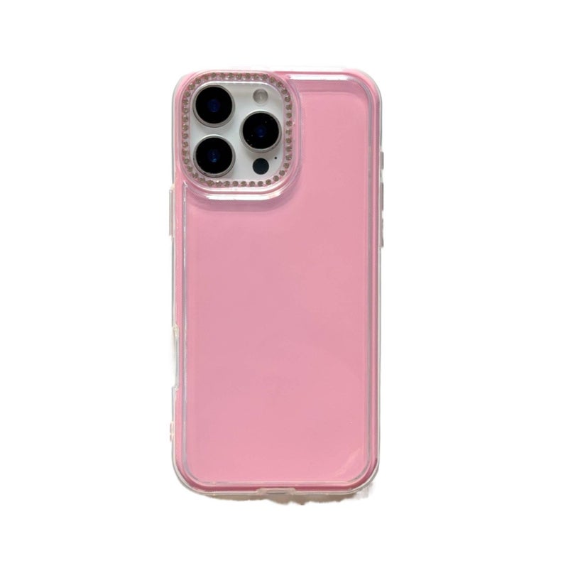 غطاء واقي، إطار ماسي لامع، شفاف، لـ iPhone 17 / 17 Air / 17 Pro / 17 Pro Max، وردي بظهر شفاف باللون الوردي - Image 1