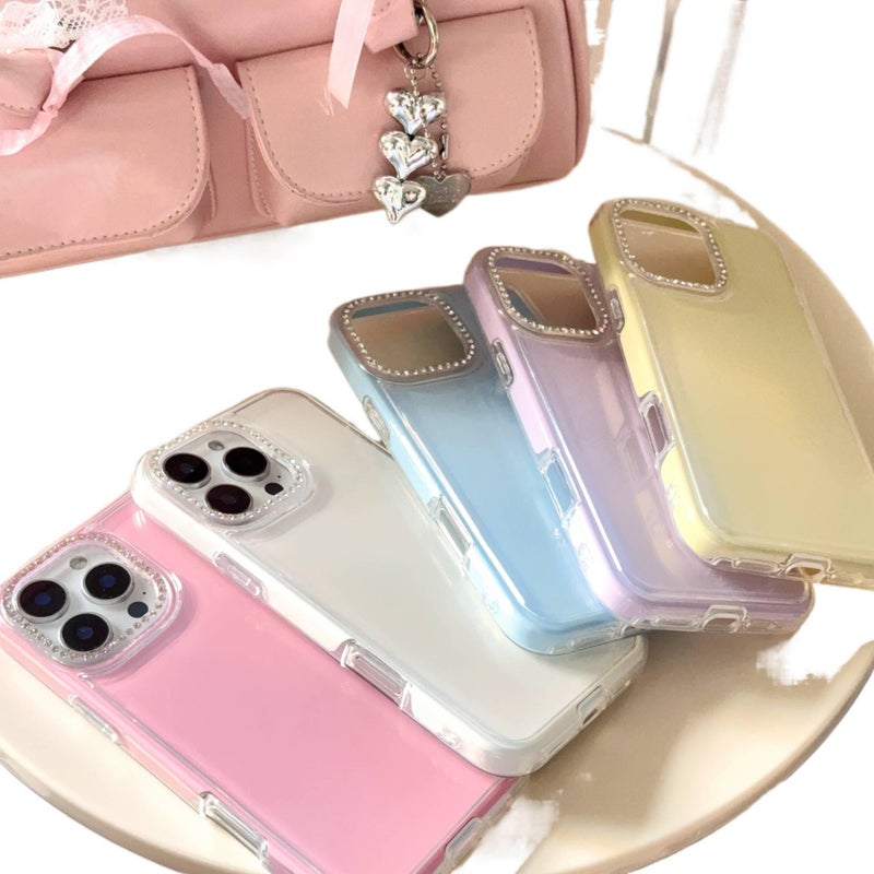 غطاء واقي، إطار ماسي لامع، شفاف، لـ iPhone 17 / 17 Air / 17 Pro / 17 Pro Max، وردي بظهر شفاف باللون الوردي - Image 3