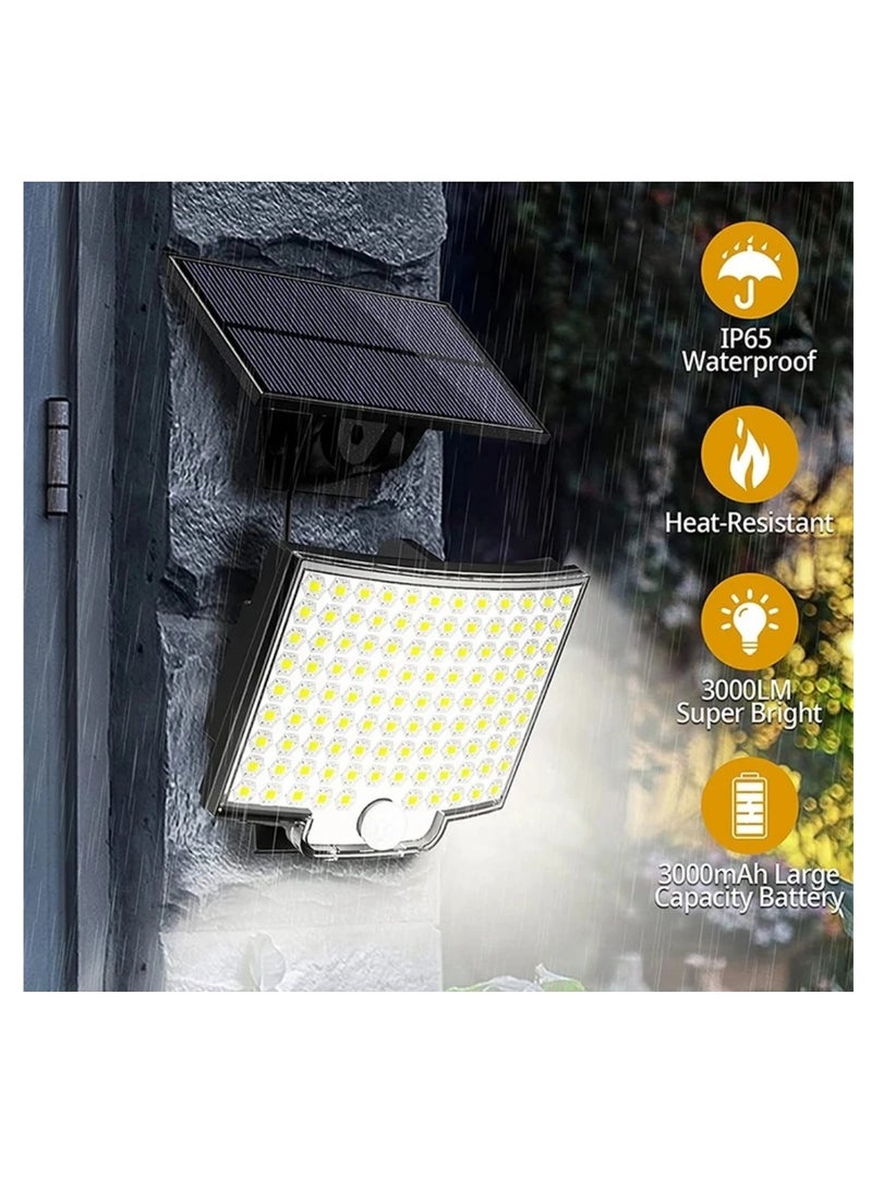 BLUE CORAL ضوء شمسي خارجي (عبوة واحدة) 106 مصباح LED مع مستشعر حركة وجهاز تحكم عن بعد IP65 مقاوم للماء لإضاءة الجدار الأمنية في الفناء والمرآب بدون فواتير كهرباء - Image 4