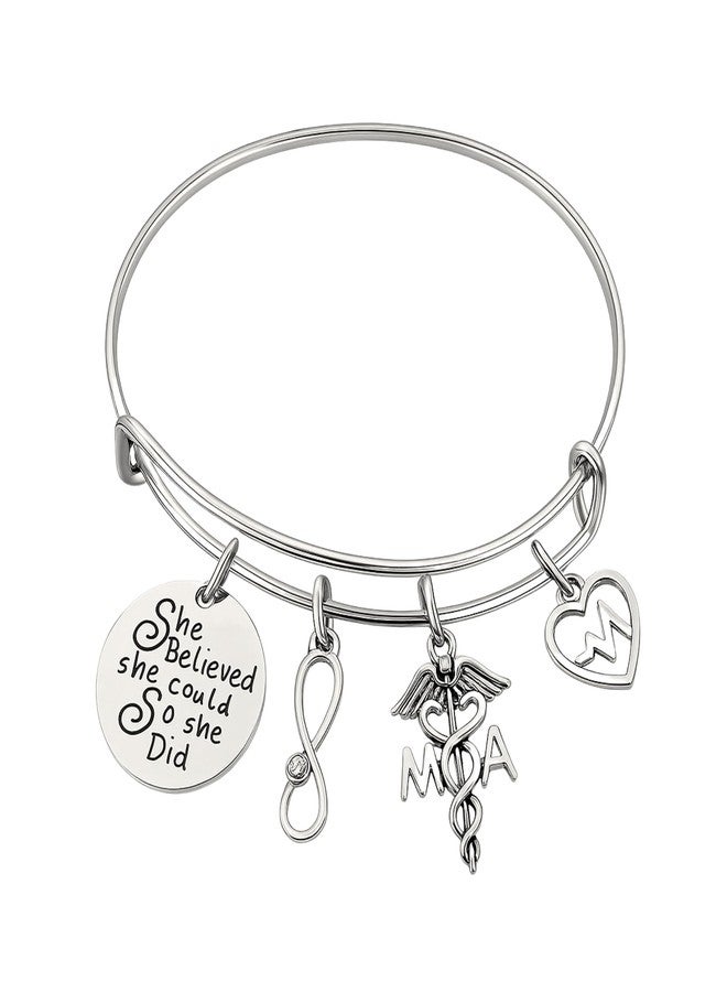 Infinity Collection Medical Assistant Bracelet Charm Bracelet, She Believed She Could So She Did MA Jewelry, Medical Assistant Gifts for Women - Image 1
