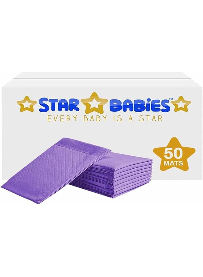 STAR BABiES Disposable Changing Mats Large (45 X 60Cm) Pack Of 50 Lavender - Image 1