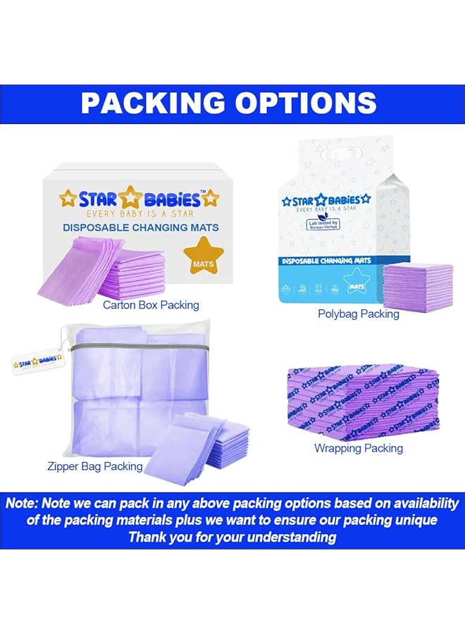 STAR BABiES Disposable Changing Mats Large (45 X 60Cm) Pack Of 50 Lavender - Image 4