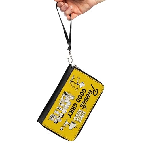 Buckle Down BuckleDown Peanuts Wallet Zip Around Peanuts Gang Since 1950 Good Grief Group Pose Yellow Black Vegan Leather - Image 3