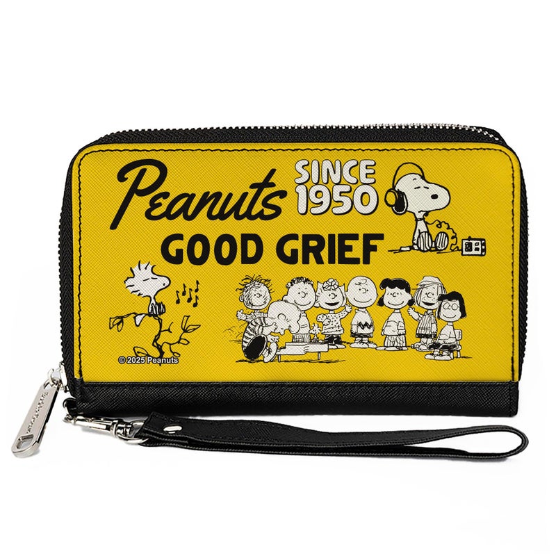Buckle Down BuckleDown Peanuts Wallet Zip Around Peanuts Gang Since 1950 Good Grief Group Pose Yellow Black Vegan Leather - Image 2