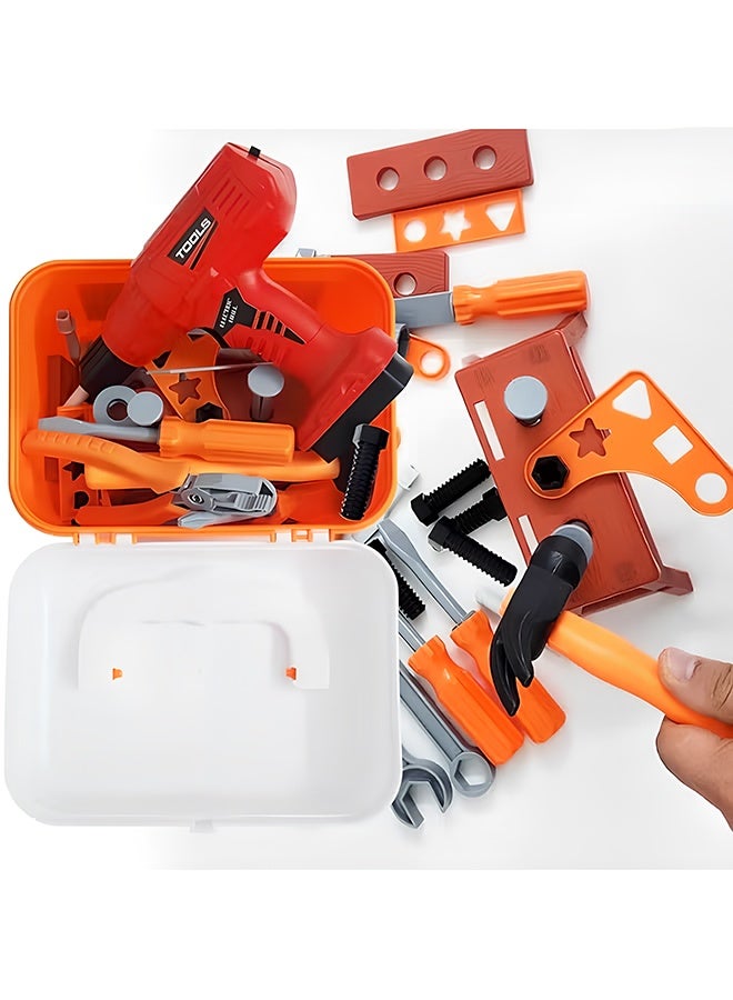 Quivlox Kids Tool Playset,42-piece Tool Toy Set Includes Simulated Electric Drill, Toolbox, Hammer, Wrench, ect, Educational Tool Playset,Construction Tool Kit Playset Accessories Gift for Girls Boys Ages 3 4 5 6 7 8 Years Old - Image 3