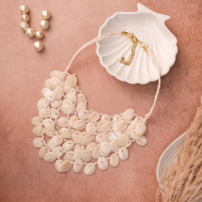 DCA Shell Seep Indian Western Latest Trendy Fashion Jewellery Mala Necklace for Women and Girls(4514) - Image 4