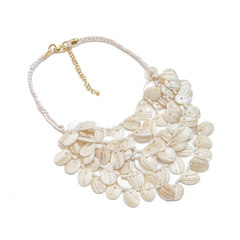 DCA Shell Seep Indian Western Latest Trendy Fashion Jewellery Mala Necklace for Women and Girls(4514) - Image 1