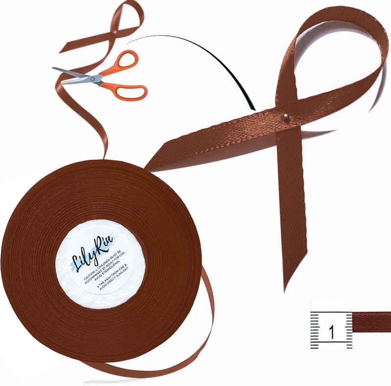 LilyRin Friar Brown Ribbon 1/4 Inches 36 Yards Satin Roll Perfect for Scrapbooking, Art, Wedding, Wreath, Baby Shower, Packing Birthday, Wrapping Christmas Projects - Image 4