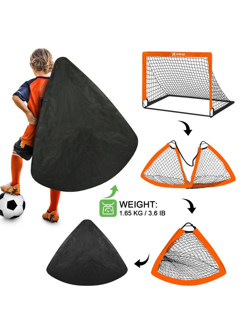 شو وو أهداف كرة القدم في الفناء الخلفي، معدات تدريب على الأهداف المنبثقة مقاس 4 × 3 بوصات مع كرة وسلم رشاقة وأقماع، شبكات محمولة في الفناء الخلفي للشباب وألعاب رياضية خارجية - Image 4