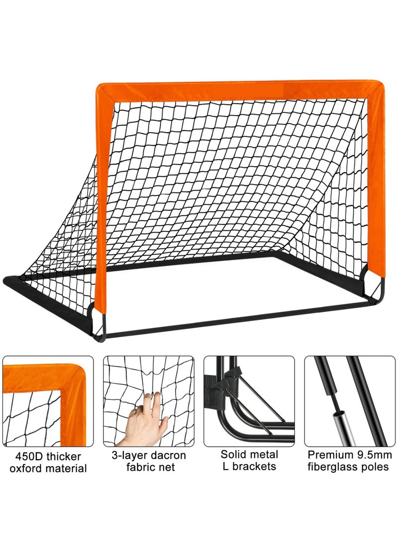 شو وو أهداف كرة القدم في الفناء الخلفي، معدات تدريب على الأهداف المنبثقة مقاس 4 × 3 بوصات مع كرة وسلم رشاقة وأقماع، شبكات محمولة في الفناء الخلفي للشباب وألعاب رياضية خارجية - Image 3