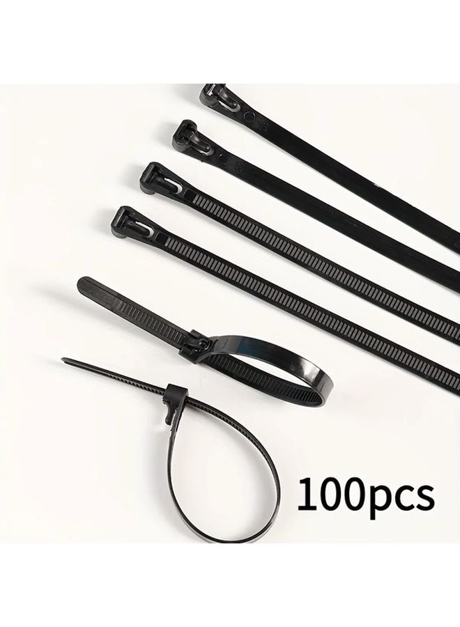 Black Reusable Nylon Cable Ties 12 Inches 100 Pieces Strong Flexible Fasteners - Image 1