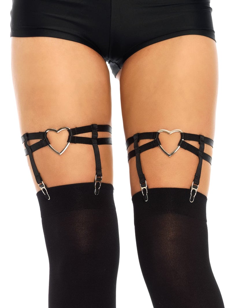 Leg Avenue womens Elastic Thigh High Garter Suspenders Black Heart One Size - Image 1