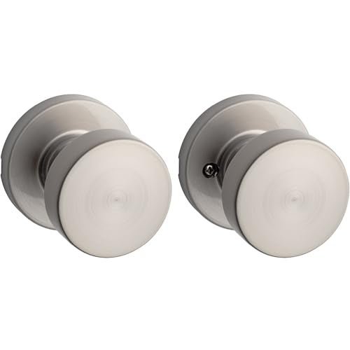 Kwikset Pismo Interior Passage Door Knob, Handle For Closet and Hallway Doors, Non-Locking Doorknob in Satin Nickel, with Microban Protection - Image 1