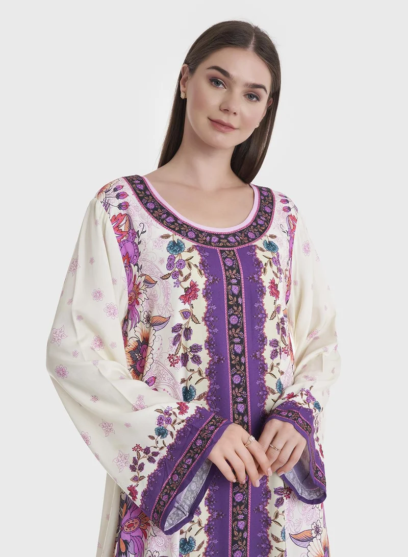 KASHKHA Viscose Printed Placement Digital Jalabiya