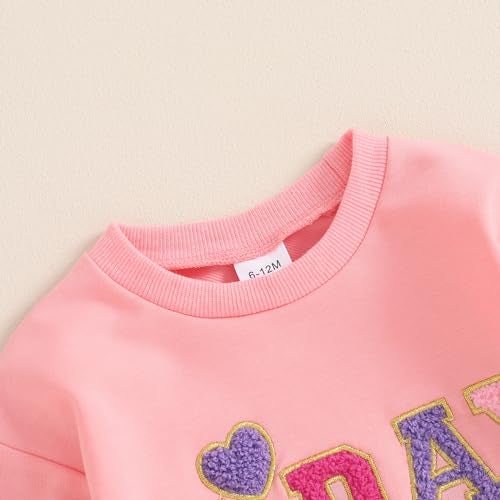 SAYOO Baby Birthday Girl Outfit Embroidery Birthday Girl Print Sweatshirt Pullover+Sweatpants Princess 2Pcs Fall Clothes (Pink, 12-18 Months) - Image 5